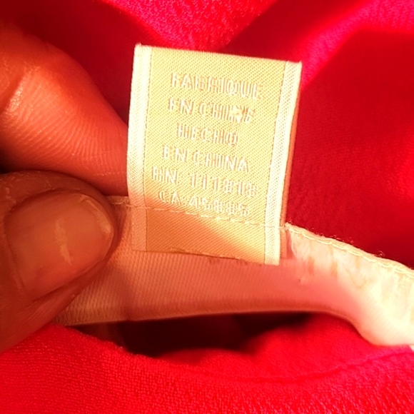 Michael Kors Woman's Long Sleeve Red With Gold Neckline Trim Blouse, Size: M - Picture 8 of 9